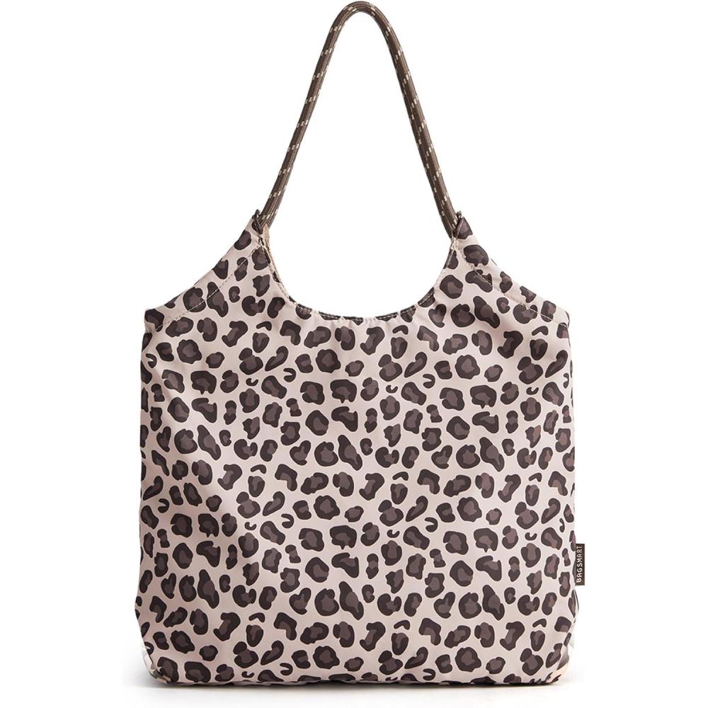 image:imageBAGSMART Beach Bags for Women Beach Tote Bag Beach Bag with Zipper Travel Tote Bag for Women Sandproof Swim Pool Bag Packable Beach Bag Beach Essentials for Travel Gym 125L Medium Tote Lightweight WaterresistantLeopard Print