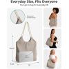BAGSMART Beach Bags for Women, Beach Tote Bag Beach Bag with Zipper Travel Tote Bag for Women Sandproof Swim Pool Bag | Packable Beach Bag, Beach Essentials, for Travel, Gym, 12.5L Medium Tote, Lightweight, Water-resistant(Blue-gray-green Checkerboard Pattern)