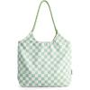 BAGSMART Beach Bags for Women, Beach Tote Bag Beach Bag with Zipper Travel Tote Bag for Women Sandproof Swim Pool Bag | Packable Beach Bag, Beach Essentials, for Travel, Gym, 12.5L Medium Tote, Lightweight, Water-resistant(Blue-gray-green Checkerboard Pattern)