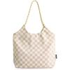 BAGSMART Beach Bags for Women, Beach Tote Bag Beach Bag with Zipper Travel Tote Bag for Women Sandproof Swim Pool Bag | Packable Beach Bag, Beach Essentials, for Travel, Gym, 12.5L Medium Tote, Lightweight, Water-resistant(Khaki Checkerboard Pattern)