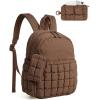 BAGSMART Mini Backpacks for Women, Puffy Checkered Quilted Small Backpack with Pouch, Lightweight Daypack Purse, Water-Resistant Bookbag for Daily Travel College, 2-in-1 Set, Sage Green(Coffee Brown)