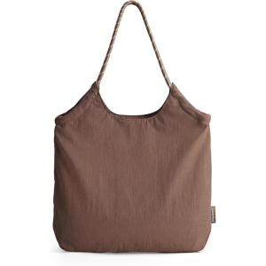 BAGSMART Beach Bags for Women, Beach Tote Bag Beach Bag with Zipper Travel Tote Bag for Women Sandproof Swim Pool Bag | Packable Beach Bag, Beach Essentials, for Travel, Gym, 12.5L Medium Tote, Lightweight, Water-resistant(Coffee Brown)