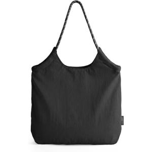 BAGSMART Beach Bags for Women, Beach Tote Bag Beach Bag with Zipper Travel Tote Bag for Women Sandproof Swim Pool Bag | Packable Beach Bag, Beach Essentials, for Travel, Gym, 12.5L Medium Tote, Lightweight, Water-resistant(Black)
