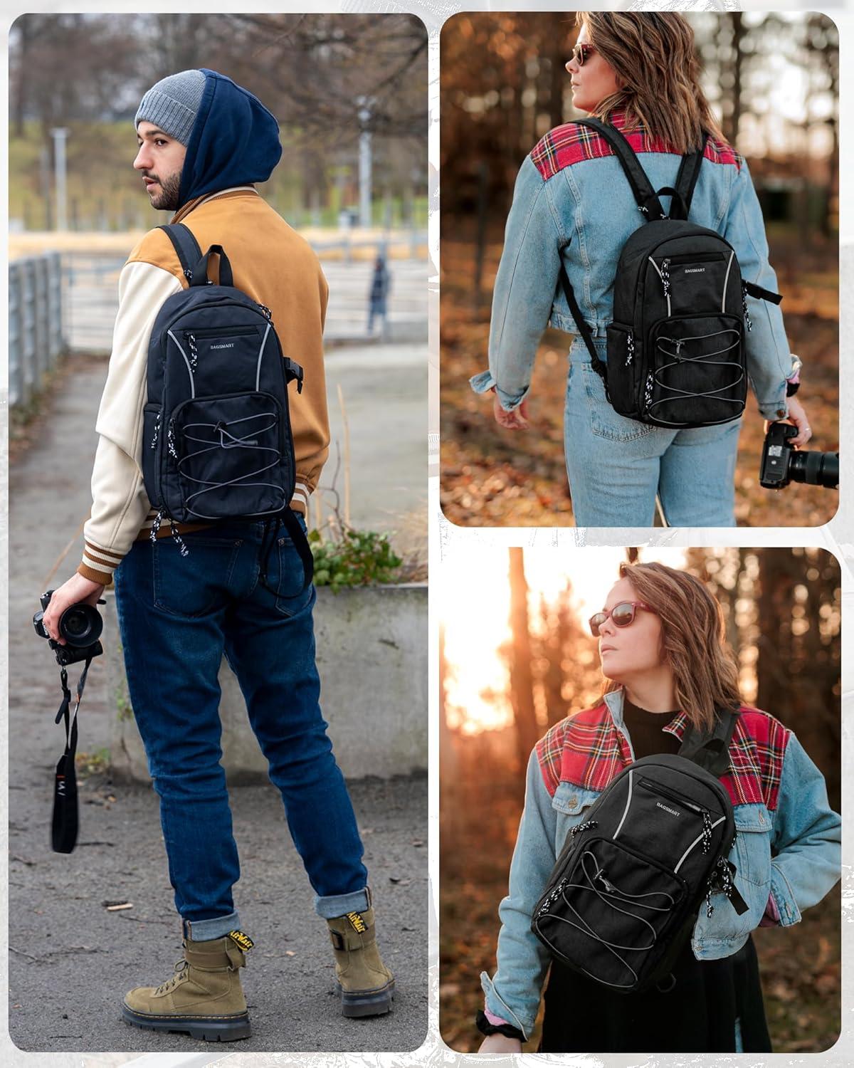 image:imageBAGSMART Small Camera Sling Bag DSLRSLR Camera Bag Fits 11 Tablet Camera Shoulder Bag for Photographers With Tripod Holder
