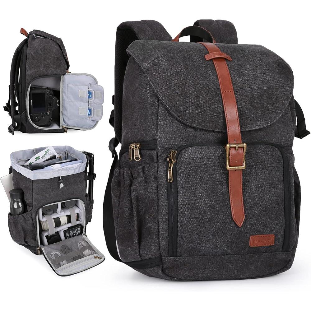 image:imageBAGSMART Camera Backpack DSLR Camera Bag Backpacks for Photographers Waterproof AntiTheft Photography Backpack with 15 Inch Laptop Compartment amp Tripod Holder Ivory WhiteBblacksingle Buckle