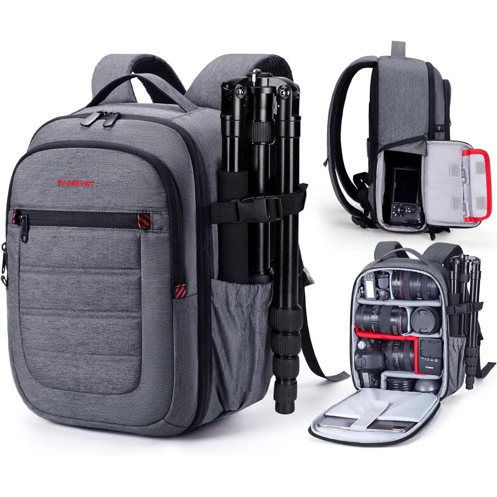 image:imageBAGSMART Camera Bag DSLR SLR Small Camera Backpack Fits 13 Inch Laptop Photography Backpacks with Rain Cover amp Tripod Holder