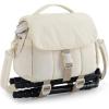 BAGSMART Small Camera Bag, DSLR Camera Case for Camera Lens & Accessories, Ultra-Light Compact Crossbody Camcorder Bags with Rain Cover/Tripod Straps, Irovy White(Beige)