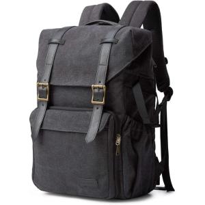 BAGSMART Camera Backpack, DSLR Camera Bag Backpacks for Photographers, Waterproof Anti-Theft Photography Backpack with 15 Inch Laptop Compartment & Tripod Holder, Ivory White(E-black[double Buckle])