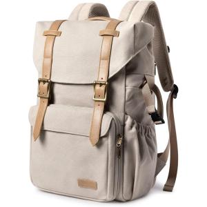 BAGSMART Camera Backpack, DSLR Camera Bag Backpacks for Photographers, Waterproof Anti-Theft Photography Backpack with 15 Inch Laptop Compartment & Tripod Holder, Ivory White(F-ivory White[double Buckle])