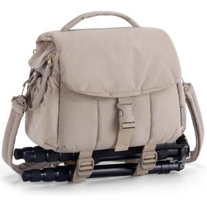 BAGSMART Small Camera Bag, DSLR Camera Case for Camera Lens & Accessories, Ultra-Light Compact Crossbody Camcorder Bags with Rain Cover/Tripod Straps, Irovy White(Camel)