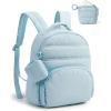 BAGSMART Small Backpacks for Women, Lightweight Puffer Mini Backpack Purse with Pouch, Quilted Casual Daypack, Water-Resistant Bookbag for Daily Travel College, 2-in-1 Set, Latte Brown(Baby Blue)