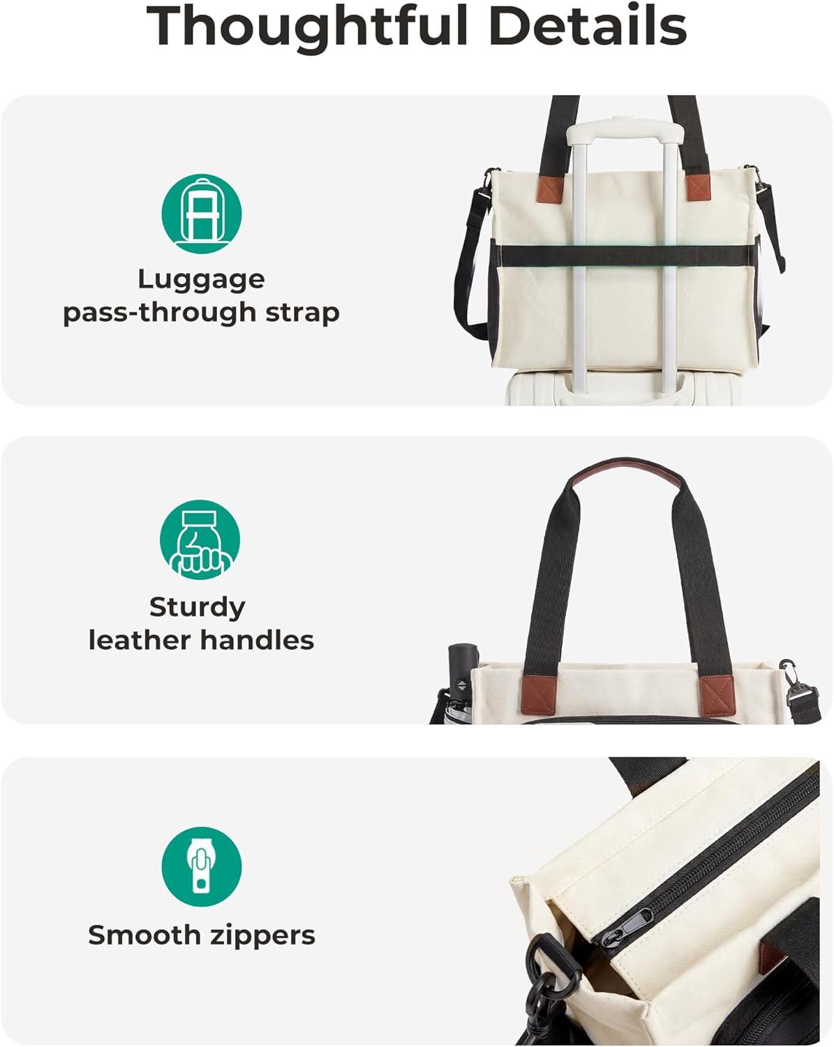 image:imageBAGSMART Canvas Tote Bag for Women Work Tote Bag with Zipper Crossbody Handbag for Travel Teacher NurseBlack