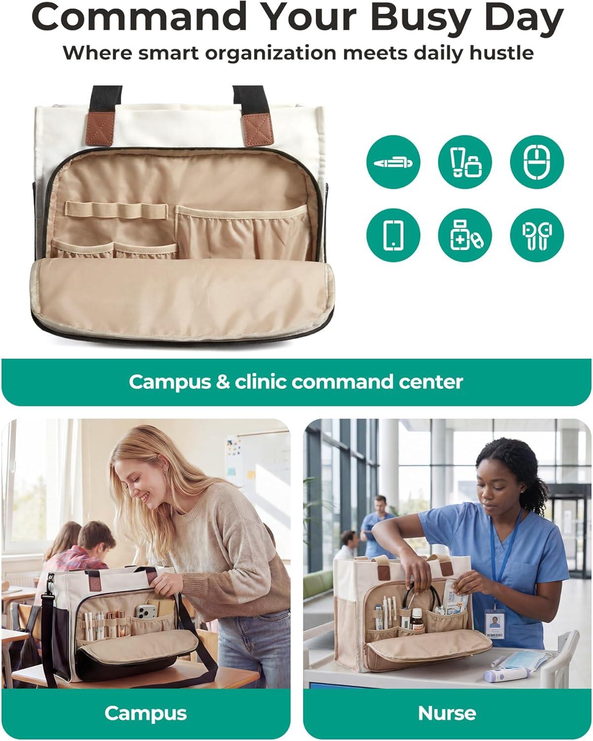 image:imageBAGSMART Canvas Tote Bag for Women Work Tote Bag with Zipper Crossbody Handbag for Travel Teacher NurseClassic