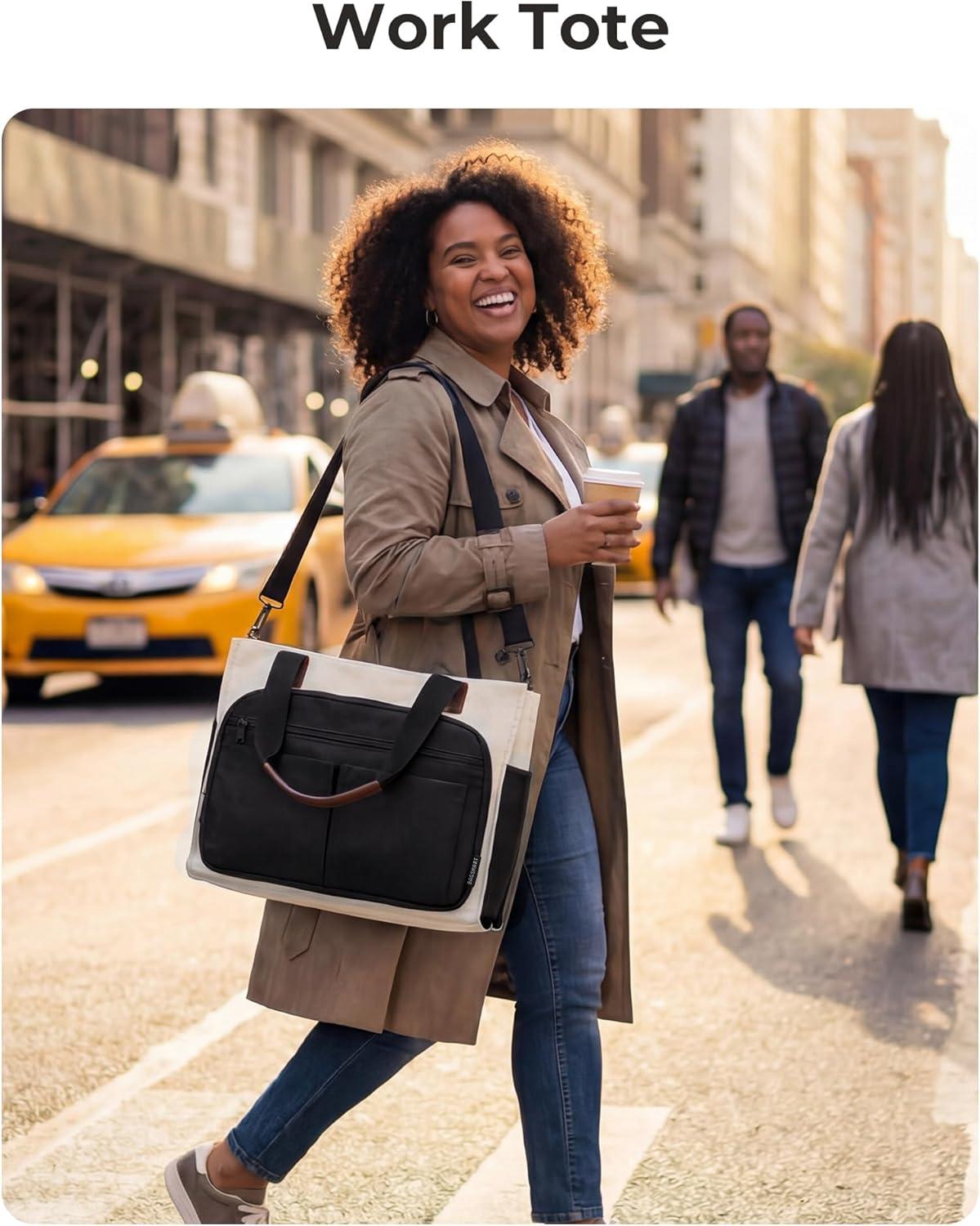 image:imageBAGSMART Canvas Tote Bag for Women Work Tote Bag with Zipper Crossbody Handbag for Travel Teacher NurseClassic