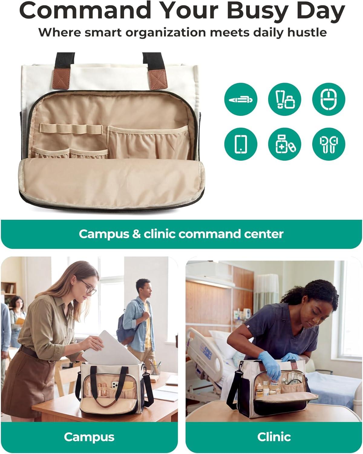 image:imageBAGSMART Canvas Tote Bag for Women Work Tote Bag with Zipper Crossbody Handbag for Travel Teacher NurseNavy