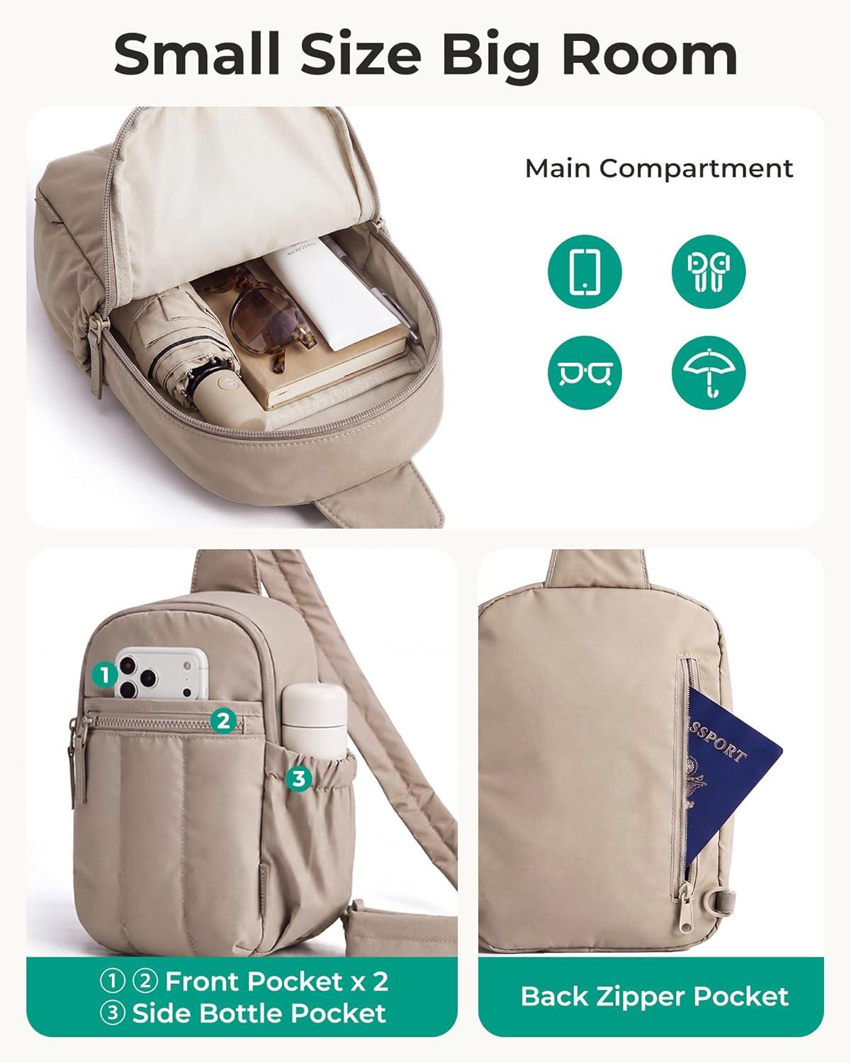 image:imageBAGSMART Small Crossbody Bags for Women Puffer Sling Bag Fanny Packs Purses Hobo Handbag for Daily Travel HikingBlack