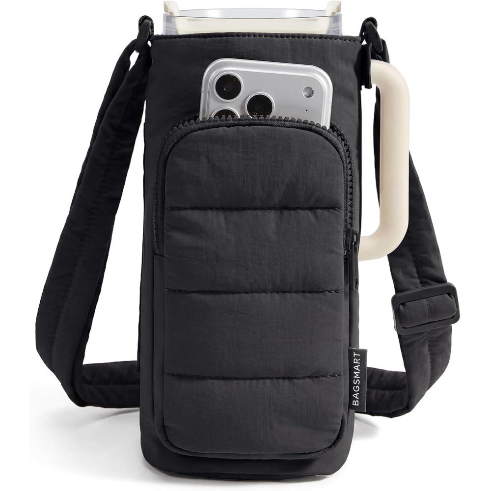 image:imageBAGSMART Magnetic 40oz Water Bottle Holder with Strap Crossbody Purse Gym Accessories for WomenBlack