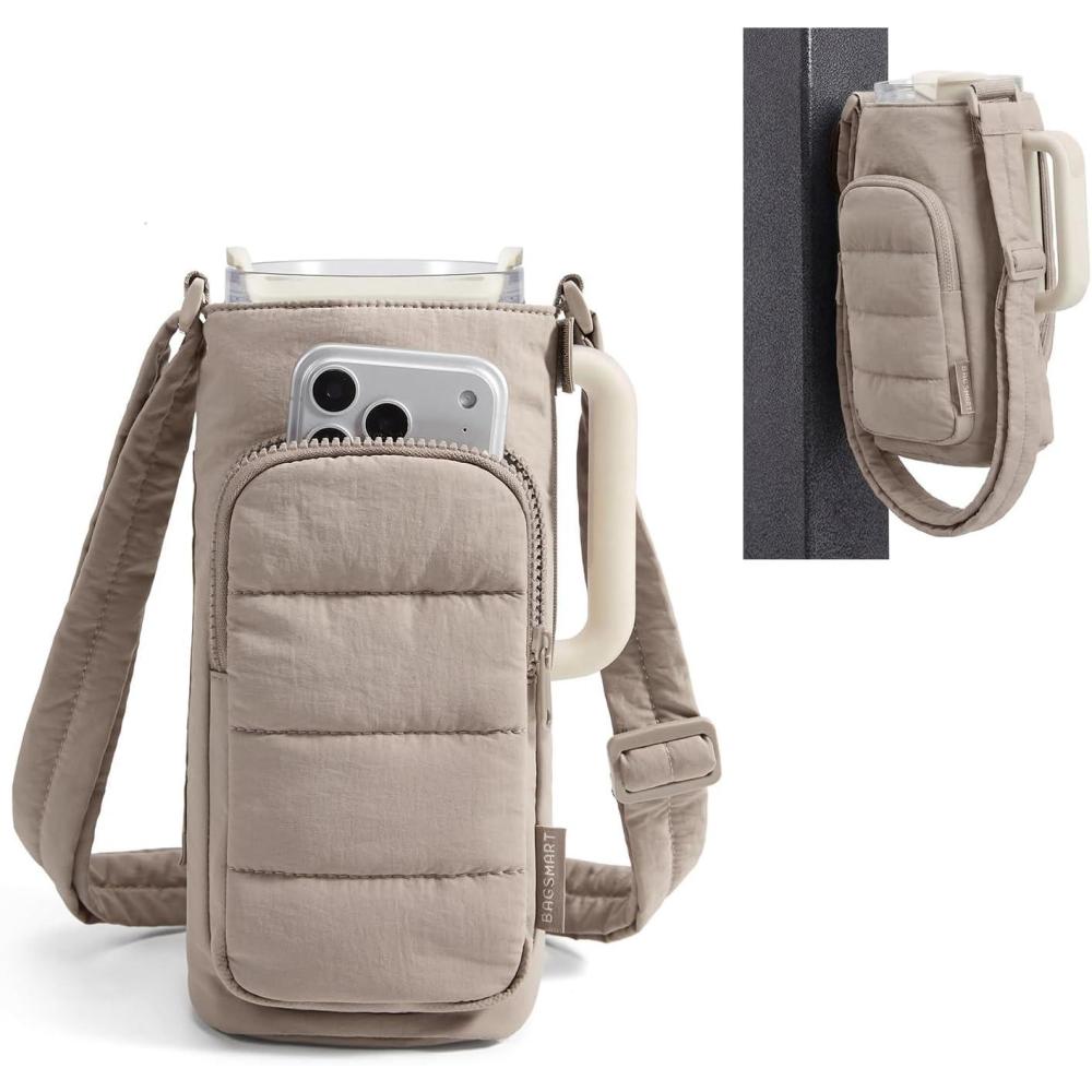 image:imageBAGSMART Magnetic 40oz Water Bottle Holder with Strap Crossbody Purse Gym Accessories for WomenCamel