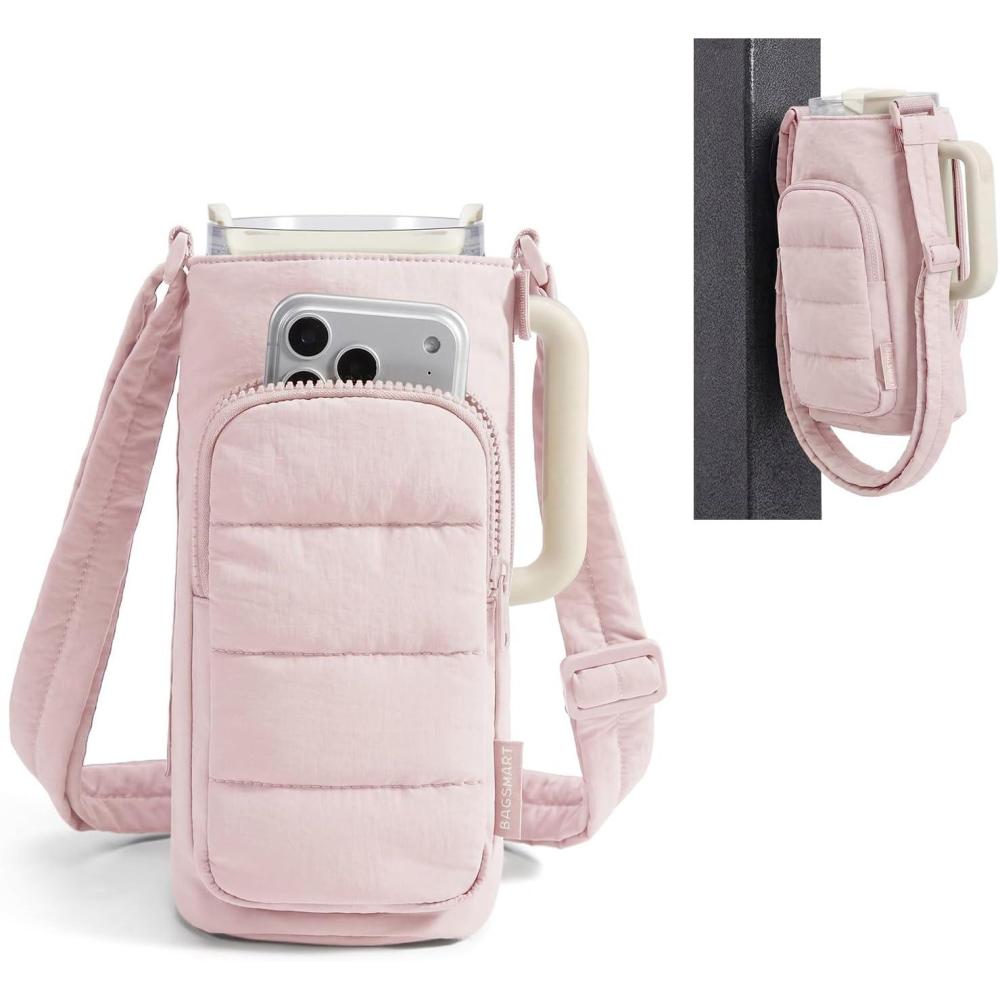 image:imageBAGSMART Magnetic 40oz Water Bottle Holder with Strap Crossbody Purse Gym Accessories for WomenPink