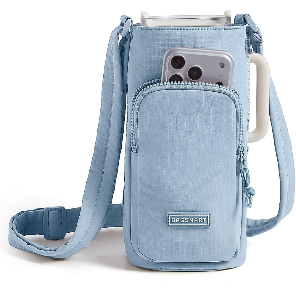 image:imageBAGSMART 40oz Magnetic Water Bottle Holder with Strap Drink Carrier Bag Crossbody Gym Bag Gym Accessories for WomenMenFrench Blue