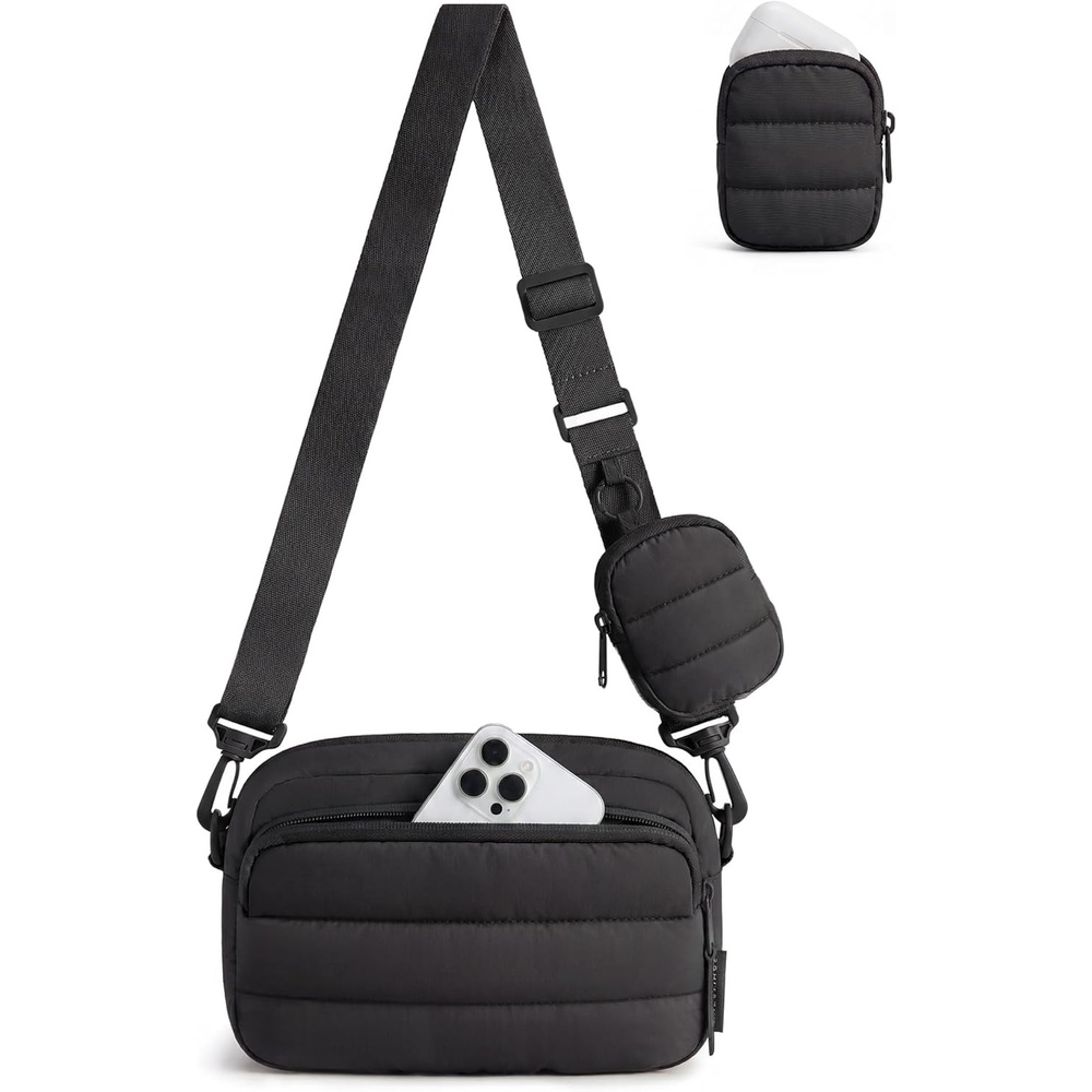 image:imageBAGSMART Small Crossbody Bags for Women Puffer Purse with Cute Pouch Hobo Shoulder Handbag for Daily Casual Travel Work01jet Black