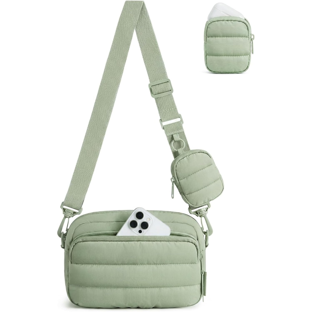 image:imageBAGSMART Small Crossbody Bags for Women Puffer Purse with Cute Pouch Hobo Shoulder Handbag for Daily Casual Travel WorkForest Green