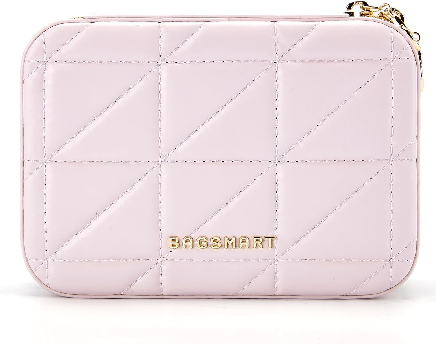image:imageBAGSMART Travel Jewelry Box Small PU Leather Jewelry Organizer Portable Double Layer Case for Necklaces Rings Earrings Bracelets PinkPink