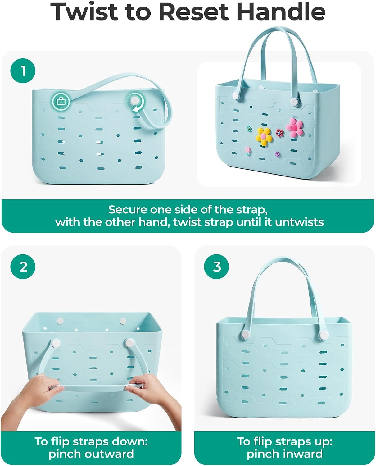 image:imageBAGSMART Beach Bag for Women Waterresistant Rubber Tote Bag Sandproof Vacation Essentials for Summer Swim Cruise PoolAbaby Blue