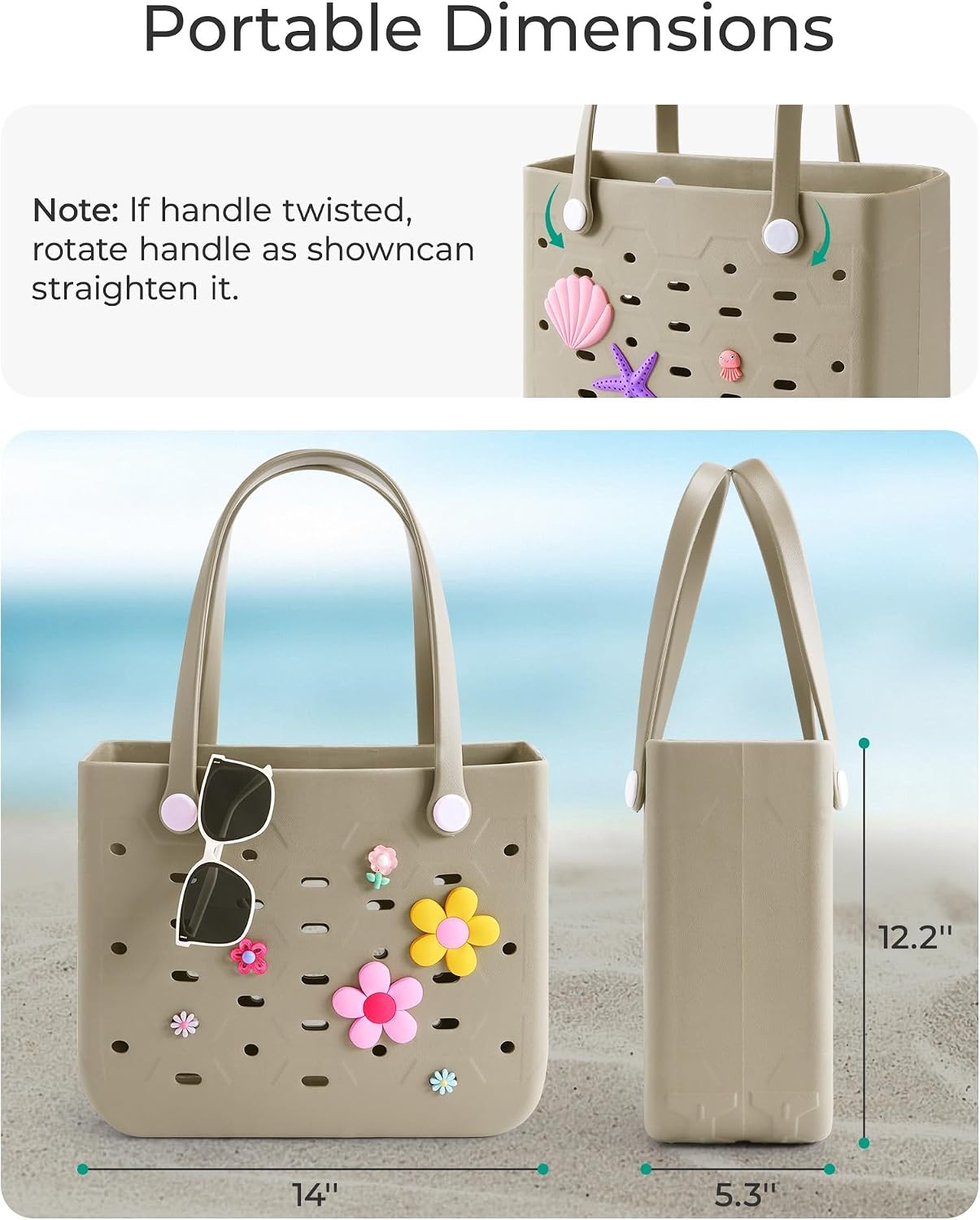 image:imageBAGSMART Beach Bag for Women Waterresistant Rubber Tote Bag Sandproof Vacation Essentials for Summer Swim Cruise PoolBlue