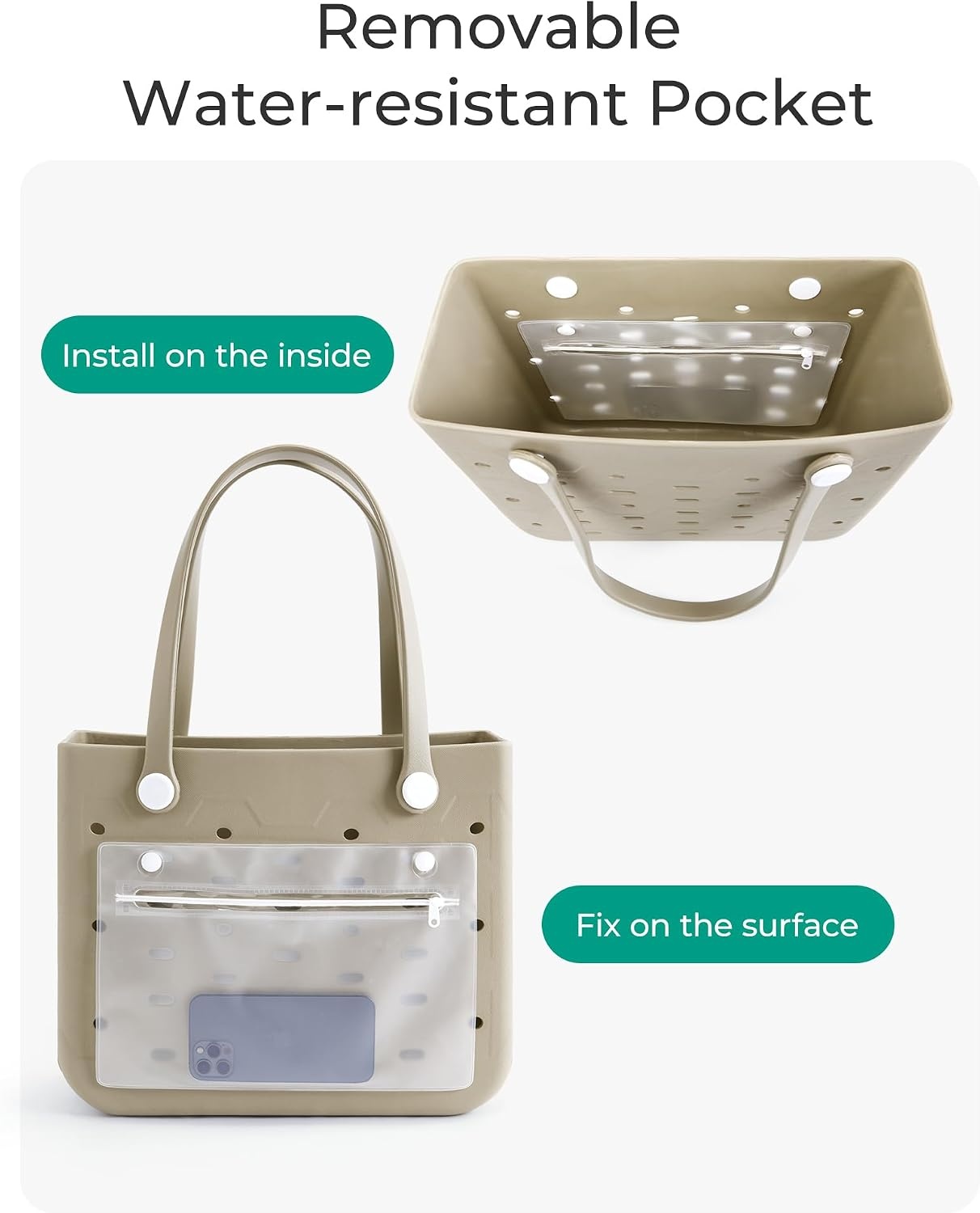 image:imageBAGSMART Beach Bag for Women Waterresistant Rubber Tote Bag Sandproof Vacation Essentials for Summer Swim Cruise PoolBlush