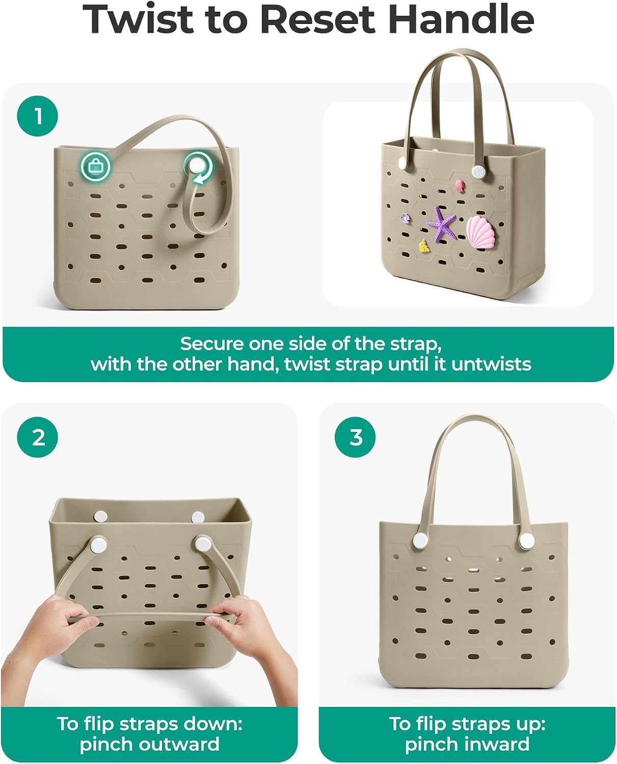 image:imageBAGSMART Beach Bag for Women Waterresistant Rubber Tote Bag Sandproof Vacation Essentials for Summer Swim Cruise PoolCoral
