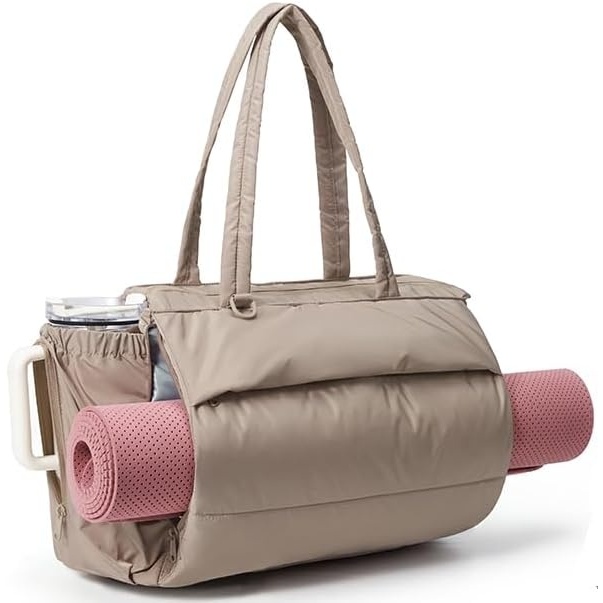 image:imageBAGSMART Yoga Tote Bag for Women with Knotted Handle Lightweight Pilates Bag with Yoga Mat Holder Gym Bag for Work TravelCamel