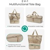 BAGSMART Beach Bag for Women, Mesh Tote Bags with Zipper, Sandproof Vacation Essentials with Cooler for Swim Cruise Pool(Beige-16.5’’l*7.9”w*19.3”h)