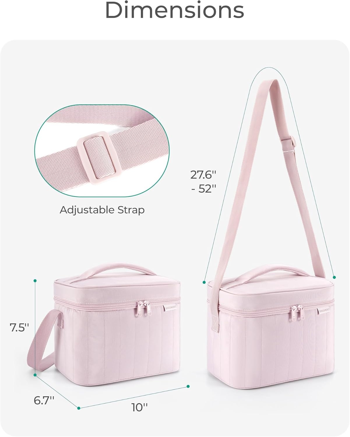 image:imageBAGSMART Lunch Box for Women Insulated Lunch Bag Leakproof Cute Adult Lightweight Quilted Reusable Cooler for Office Work Picnic Travel Lunch Tote with Adjustable Shoulder Strap Green CheckeredCamel