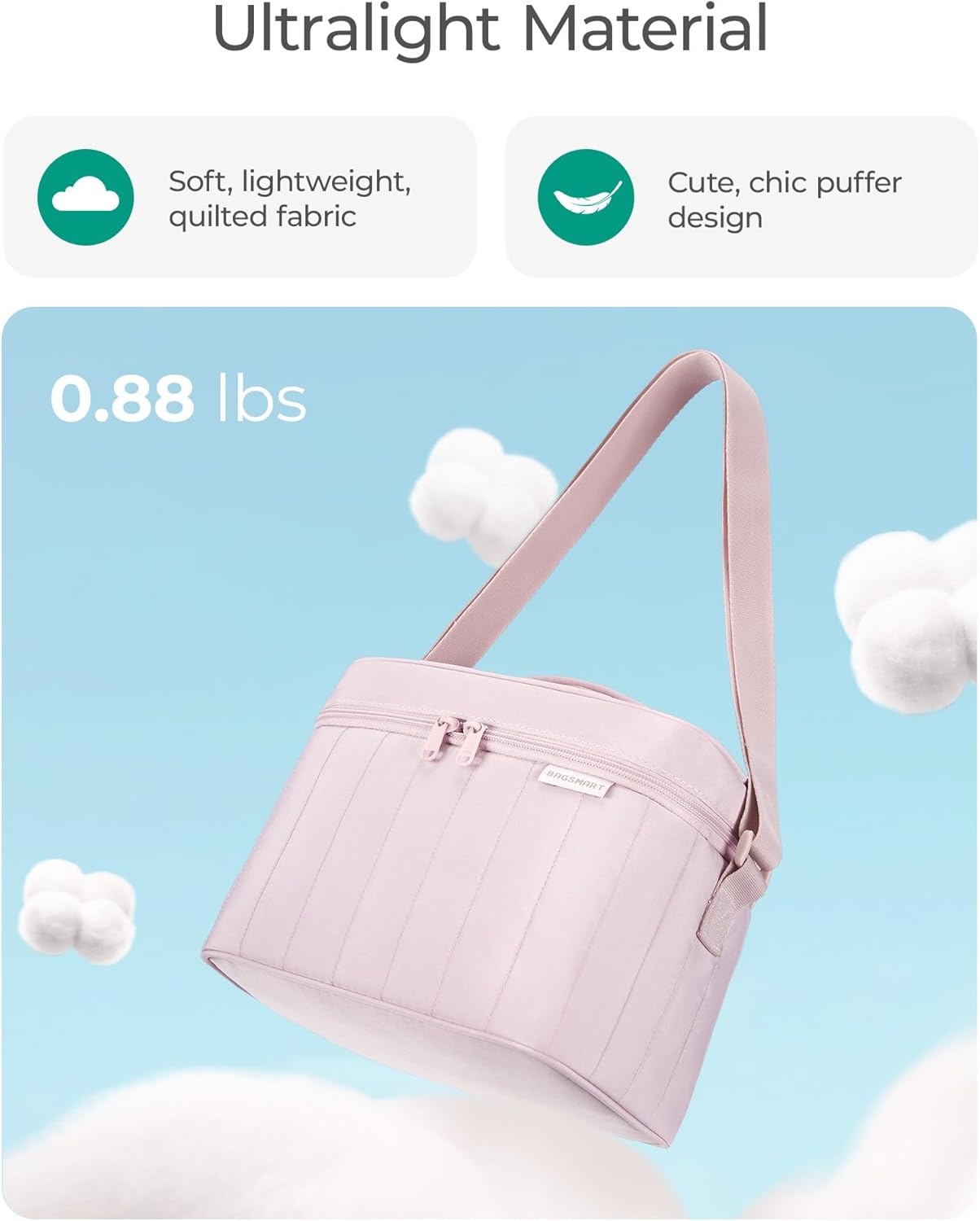 image:imageBAGSMART Lunch Box for Women Insulated Lunch Bag Leakproof Cute Adult Lightweight Quilted Reusable Cooler for Office Work Picnic Travel Lunch Tote with Adjustable Shoulder Strap Green CheckeredCamel