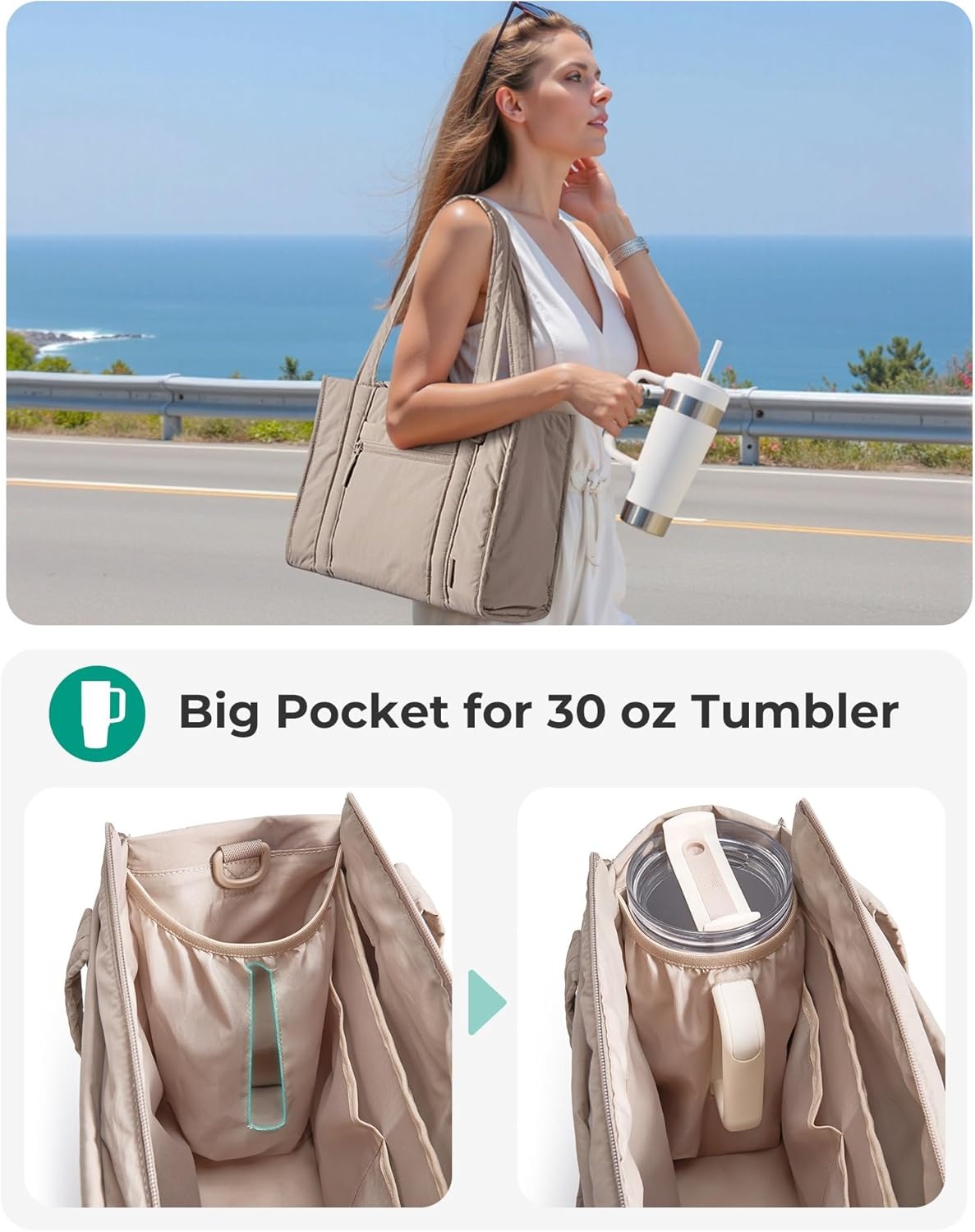 image:imageBAGSMART Boxy Tote Bag for Women Crossbody Bag with Zipper Crush Bow Purses for Travel Work CollegePink
