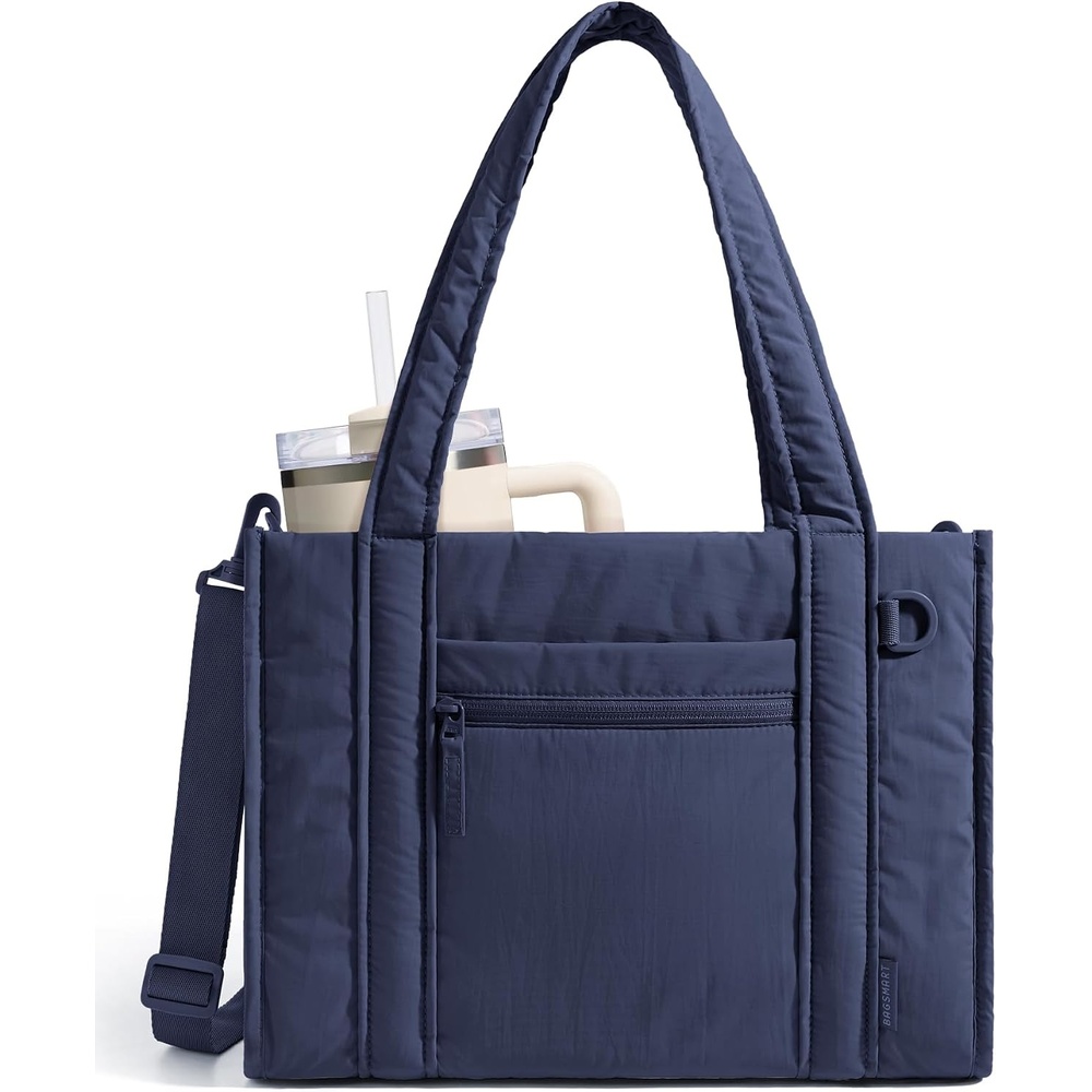 image:imageBAGSMART Boxy Tote Bag for Women Crossbody Bag with Zipper Crush Bow Purses for Travel Work CollegeNavy